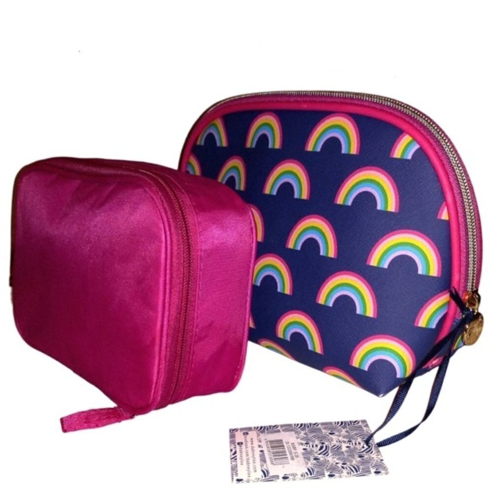 2 Pink Purple & Rainbows TOILETRIES COSMETICS MAKEUP CASE POUCH BAG